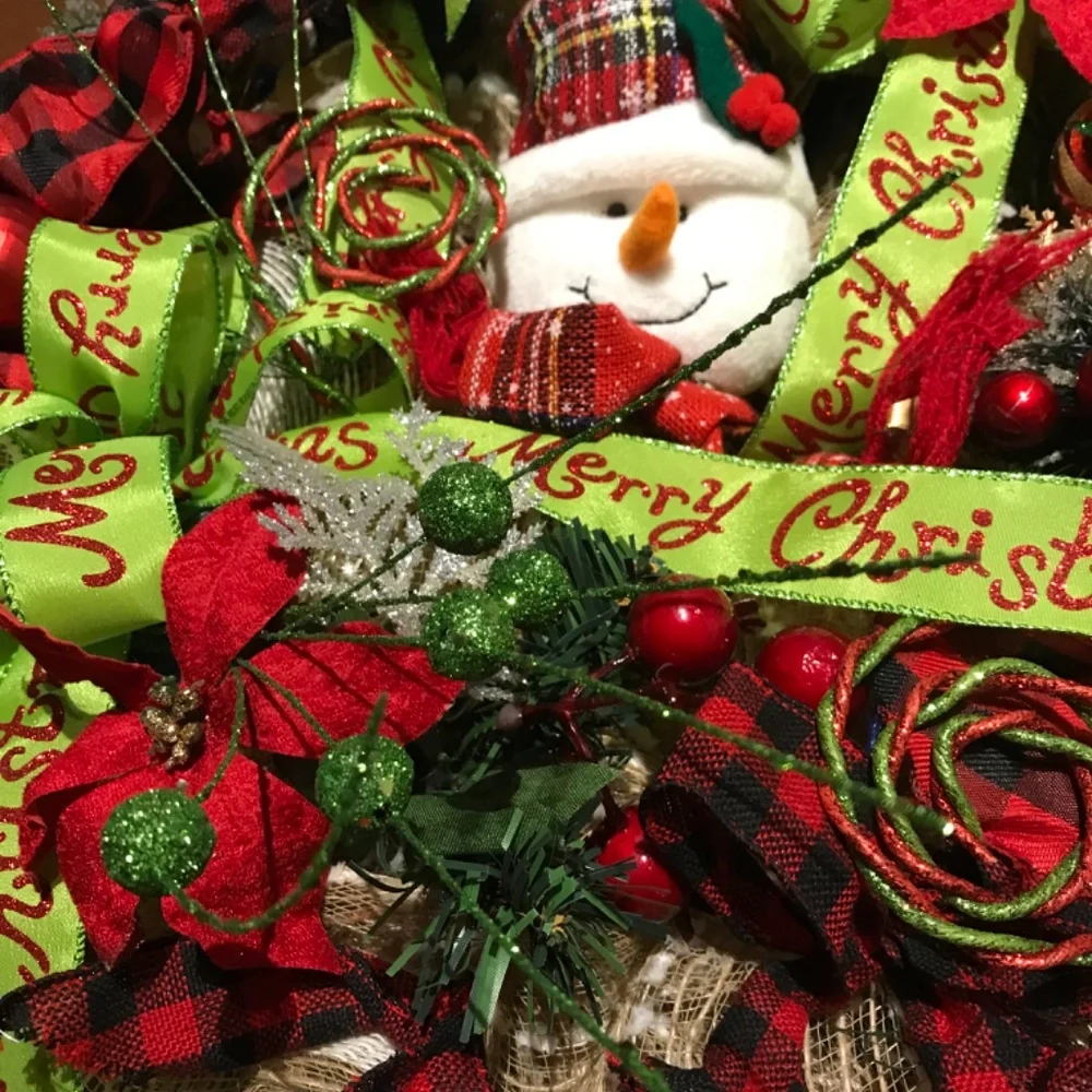 Snowman Wreath Winter Merry Wreath Hand Crafted Snowman Final Sale